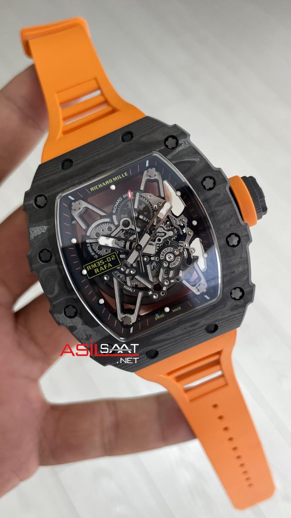 Richard Mille Rafael Nadal RM35-02 Turuncu Carbon Black Replika Saat Richard Mille Rafael Nadal RM35-02 Turuncu Carbon Black Replika Saat