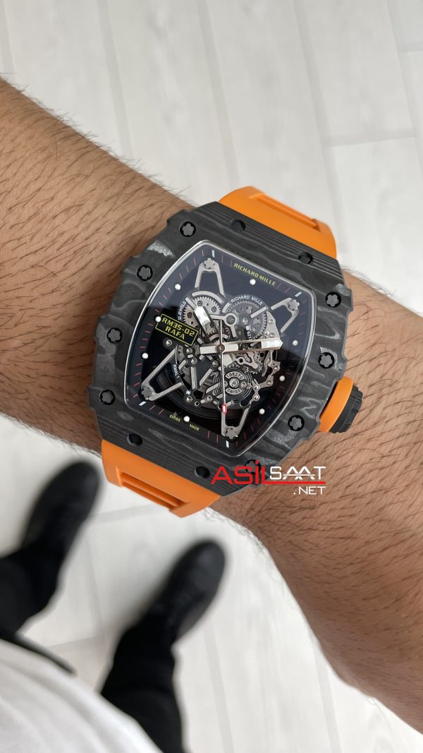 Richard Mille Rafael Nadal RM35-02 Turuncu Carbon Black Replika Saat Richard Mille Rafael Nadal RM35-02 Turuncu Carbon Black Replika Saat