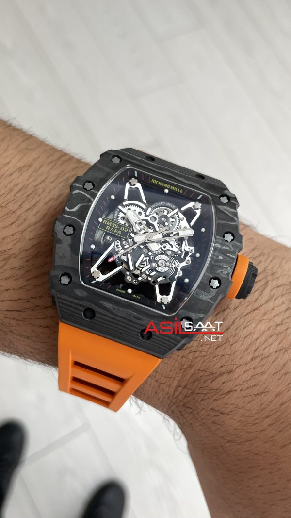 Richard Mille Rafael Nadal RM35-02 Turuncu Carbon Black Replika Saat Richard Mille Rafael Nadal RM35-02 Turuncu Carbon Black Replika Saat