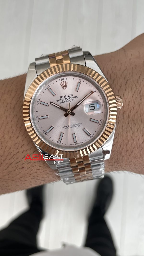 Rolex Datejust Sundust 126331 Jubilee 41mm Two Tone Rose Replika Saat