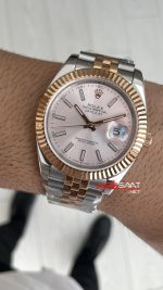Rolex Datejust Sundust 126331 Jubilee 41mm Two Tone Rose Replika Saat