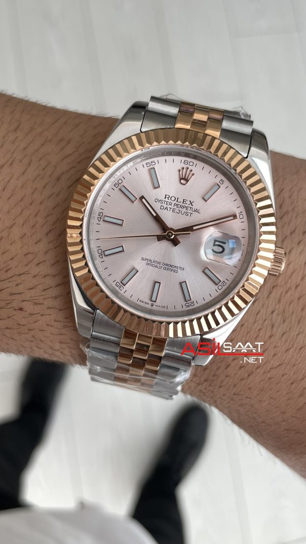 Rolex Datejust Sundust 126331 Jubilee 41mm Two Tone Rose Replika Saat