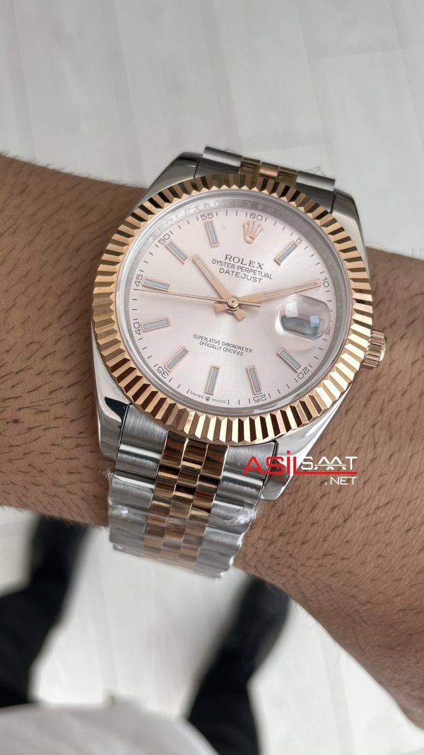 Rolex Datejust Sundust 126331 Jubilee 41mm Two Tone Rose Replika Saat