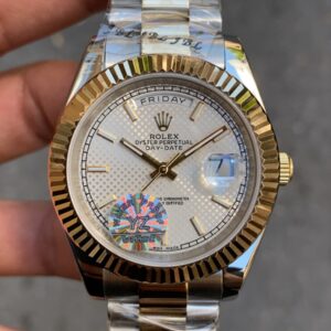 Rolex Day Date President Beyaz Kadran 40 mm Two Tone Replika Saat ROLDD019