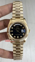 Rolex Day Date Siyah 228238 Diamond Black Dial Gold 40mm Replika Saat