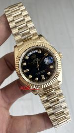 Rolex Day Date Siyah 228238 Diamond Black Dial Gold 40mm Replika Saat