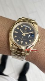 Rolex Day Date Siyah 228238 Diamond Black Dial Gold 40mm Replika Saat