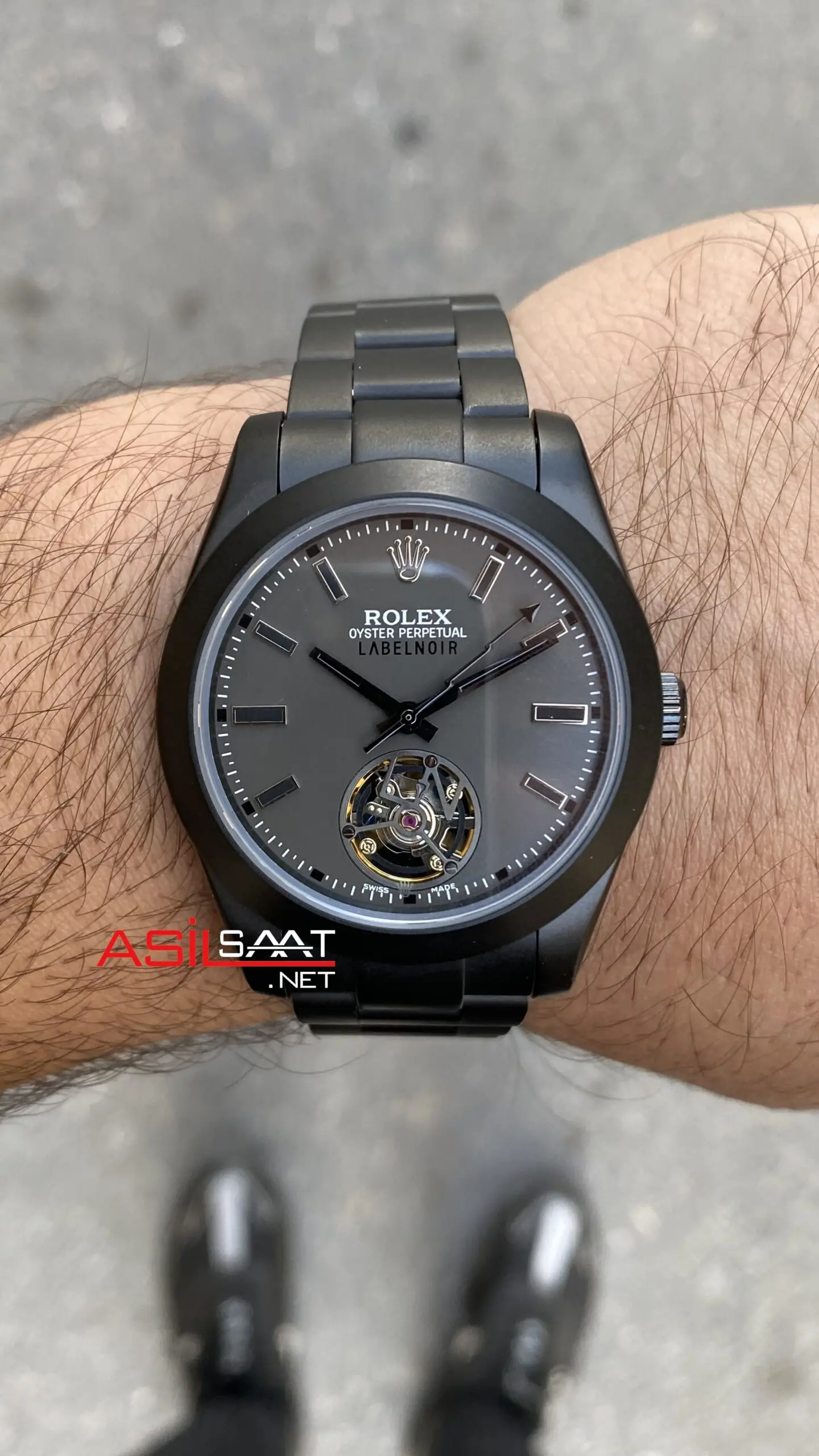 Rolex Label Noir Tourbillon Black Replika Saat