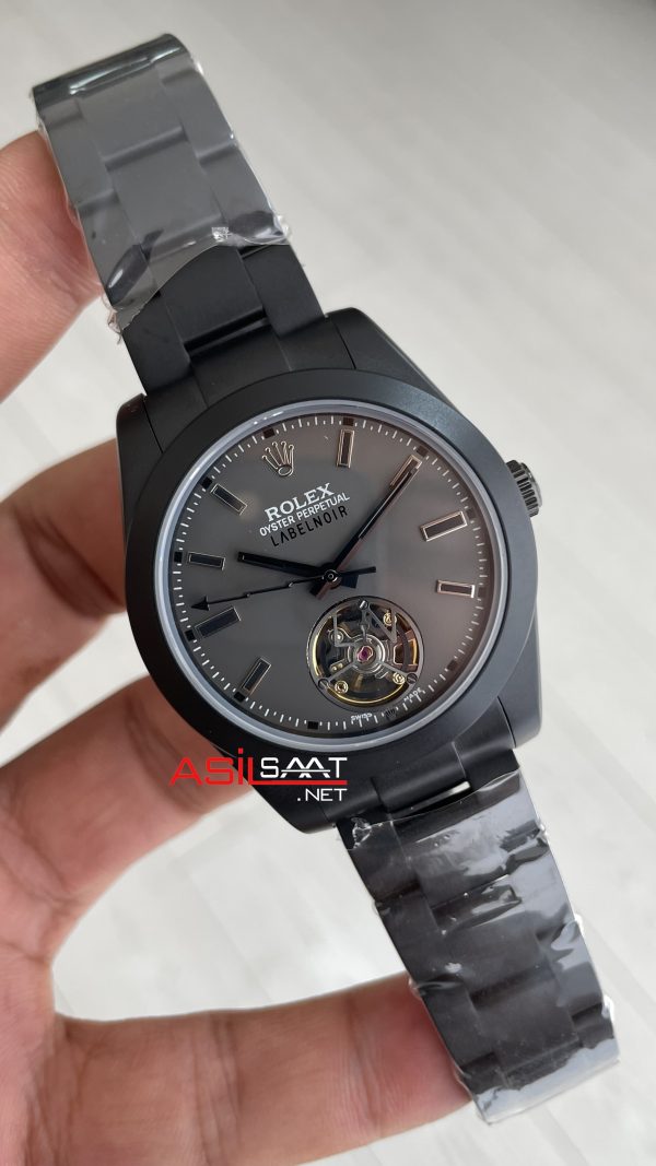 Rolex Label Noir Tourbillon Mat PVD Black 40mm Replika Saat Rolex Label Noir Tourbillon Mat PVD Black 40mm Replika Saat