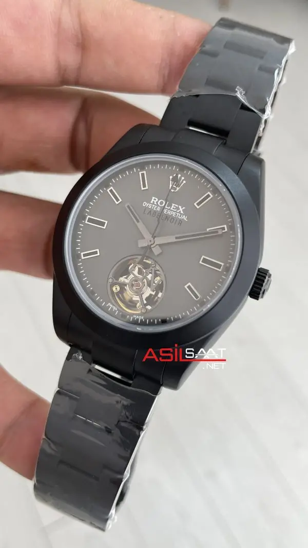 Rolex Label Noir Tourbillon Mat PVD Black 40mm Replika Saat Rolex Label Noir Tourbillon Mat PVD Black 40mm Replika Saat