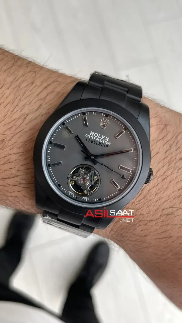 Rolex Label Noir Tourbillon Mat PVD Black 40mm Replika Saat Rolex Label Noir Tourbillon Mat PVD Black 40mm Replika Saat
