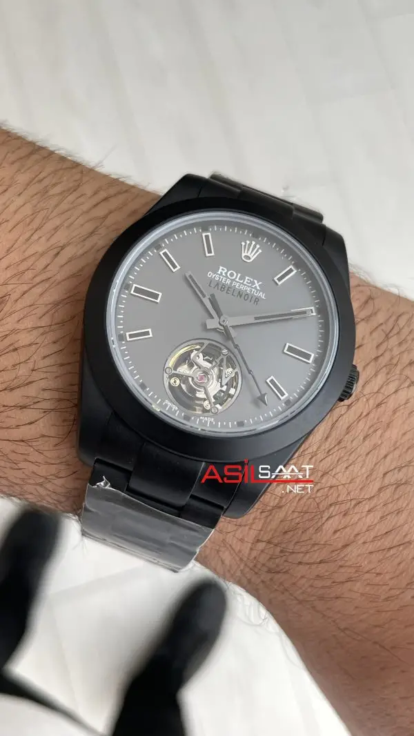 Rolex Label Noir Tourbillon Mat PVD Black 40mm Replika Saat Rolex Label Noir Tourbillon Mat PVD Black 40mm Replika Saat