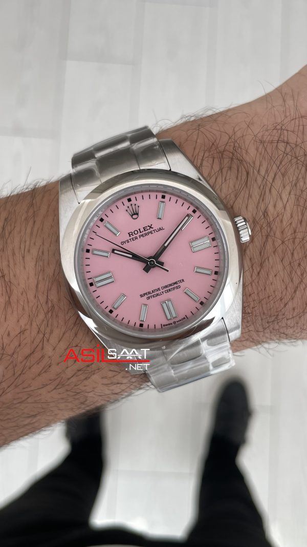 Rolex Oyster Perpetual Pembe 124300 41mm Replika Saat