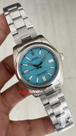 Rolex Oyster Perpetual Tiffany 124300 Turkuaz 41mm Silver Replika Saat