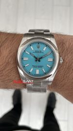 Rolex Oyster Perpetual Tiffany 124300 Turkuaz 41mm Silver Replika Saat