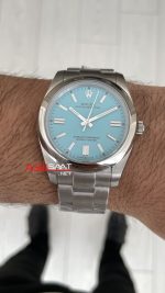 Rolex Oyster Perpetual Tiffany 124300 Turkuaz 41mm Silver Replika Saat