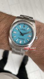 Rolex Oyster Perpetual Tiffany 124300 Turkuaz 41mm Silver Replika Saat