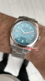 Rolex Oyster Perpetual Tiffany 124300 Turkuaz 41mm Silver Replika Saat