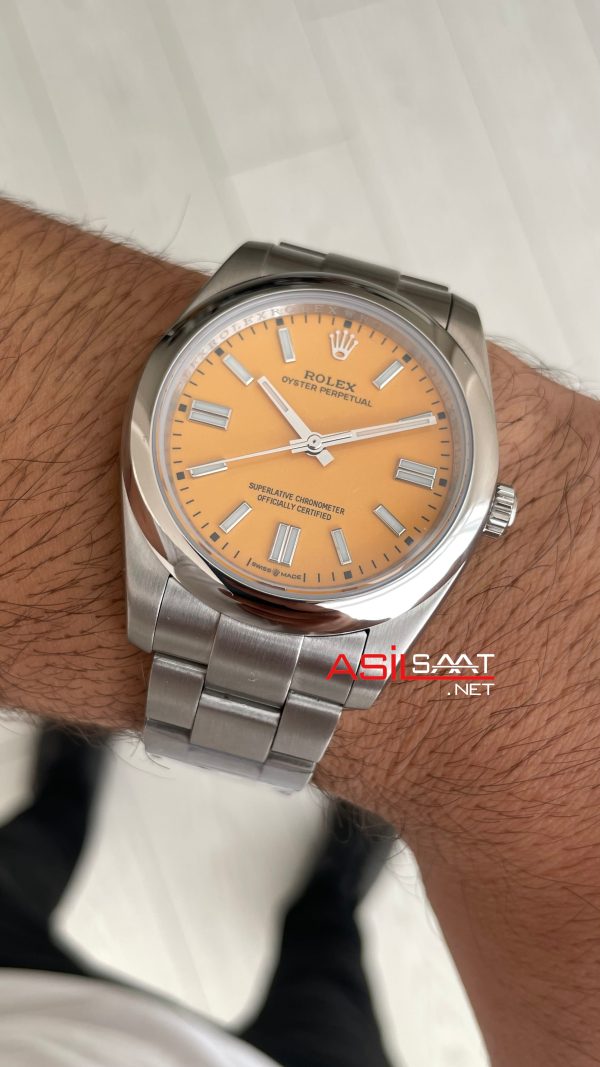 Rolex Oyster Perpetual Yellow 124300 Sarı Kadran 41mm Replika Saat