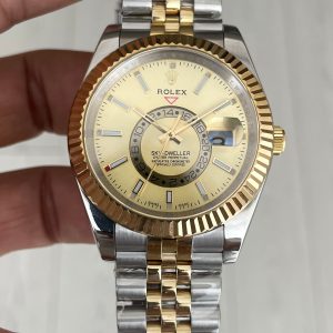 Rolex Sky Dweller Champagne 336933 Jubilee 42mm Two Tone Gold Replika Saat