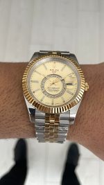 Rolex Sky Dweller Champagne 336933 Jubilee 42mm Two Tone Gold Replika Saat