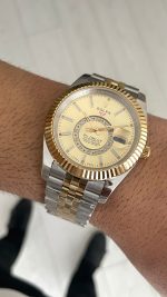 Rolex Sky Dweller Champagne 336933 Jubilee 42mm Two Tone Gold Replika Saat