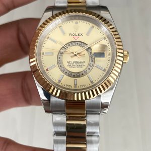 Rolex Sky Dweller Champagne 336933 Oyster 42mm Two Tone Gold Replika Saat