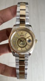 Rolex Sky Dweller Champagne 336933 Oyster 42mm Two Tone Gold Replika Saat