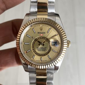 Rolex Sky Dweller Champagne 336933 Oyster 42mm Two Tone Gold Replika Saat