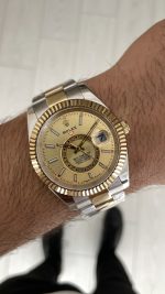 Rolex Sky Dweller Champagne 336933 Oyster 42mm Two Tone Gold Replika Saat