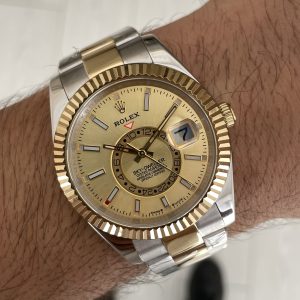 Rolex Sky Dweller Champagne 336933 Oyster 42mm Two Tone Gold Replika Saat
