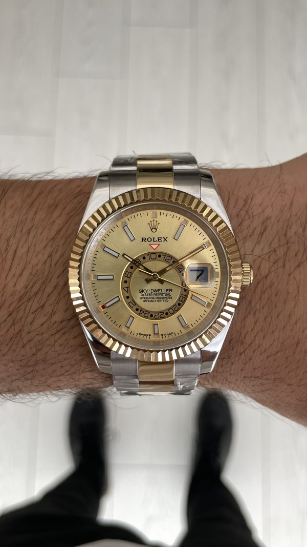 Rolex Sky Dweller Champagne 336933 Oyster 42mm Two Tone Gold Replika Saat Rolex Sky Dweller Champagne 336933 Oyster 42mm Two Tone Gold Replika Saat