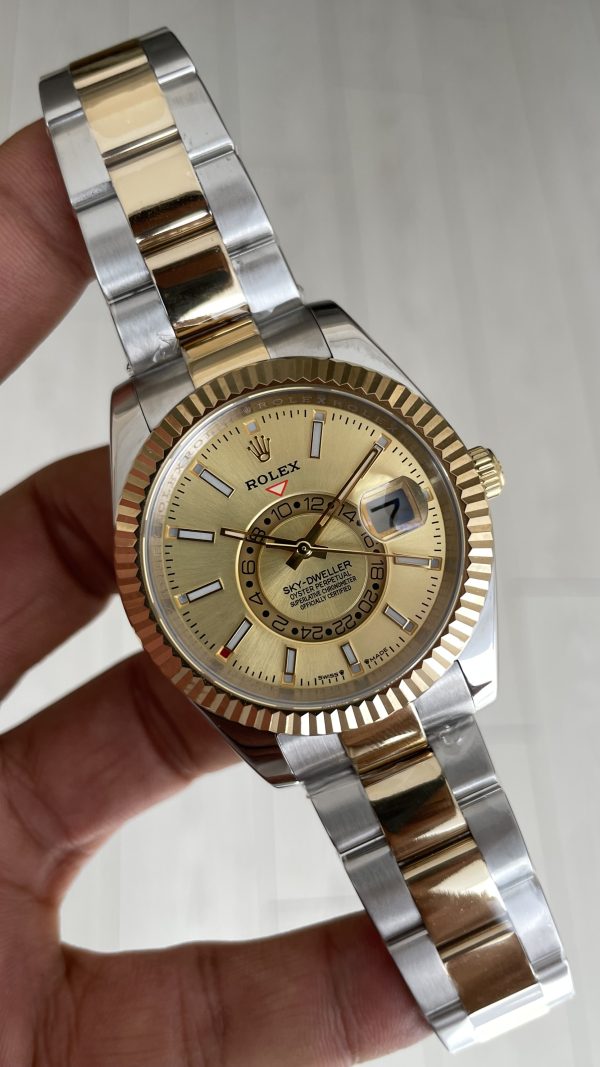 Rolex Sky Dweller Champagne 336933 Oyster 42mm Two Tone Gold Replika Saat Rolex Sky Dweller Champagne 336933 Oyster 42mm Two Tone Gold Replika Saat