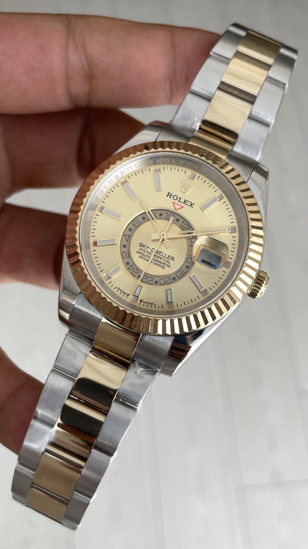 Rolex Sky Dweller Champagne 336933 Oyster 42mm Two Tone Gold Replika Saat Rolex Sky Dweller Champagne 336933 Oyster 42mm Two Tone Gold Replika Saat