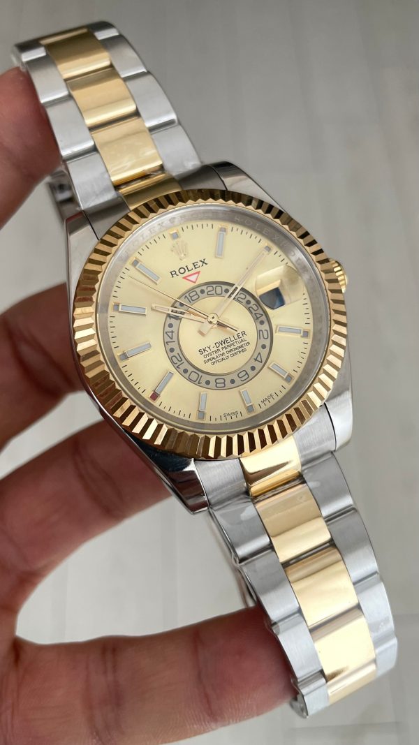 Rolex Sky Dweller Champagne 336933 Oyster 42mm Two Tone Gold Replika Saat