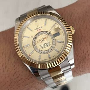 Rolex Sky Dweller Champagne 336933 Oyster 42mm Two Tone Gold Replika Saat