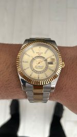 Rolex Sky Dweller Champagne 336933 Oyster 42mm Two Tone Gold Replika Saat