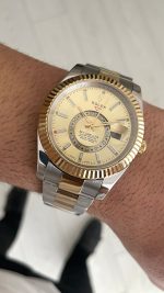 Rolex Sky Dweller Champagne 336933 Oyster 42mm Two Tone Gold Replika Saat