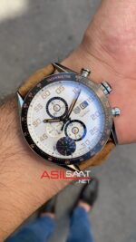 TAG Heuer Carrera Calibre 16 Beyaz Kadran Kahverengi Deri Kordon
