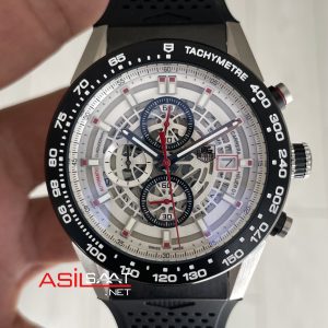 TAG Heuer Carrera Calibre Heuer 01 Skeleton Chronograph 44mm Beyaz Kadran Replika Saat