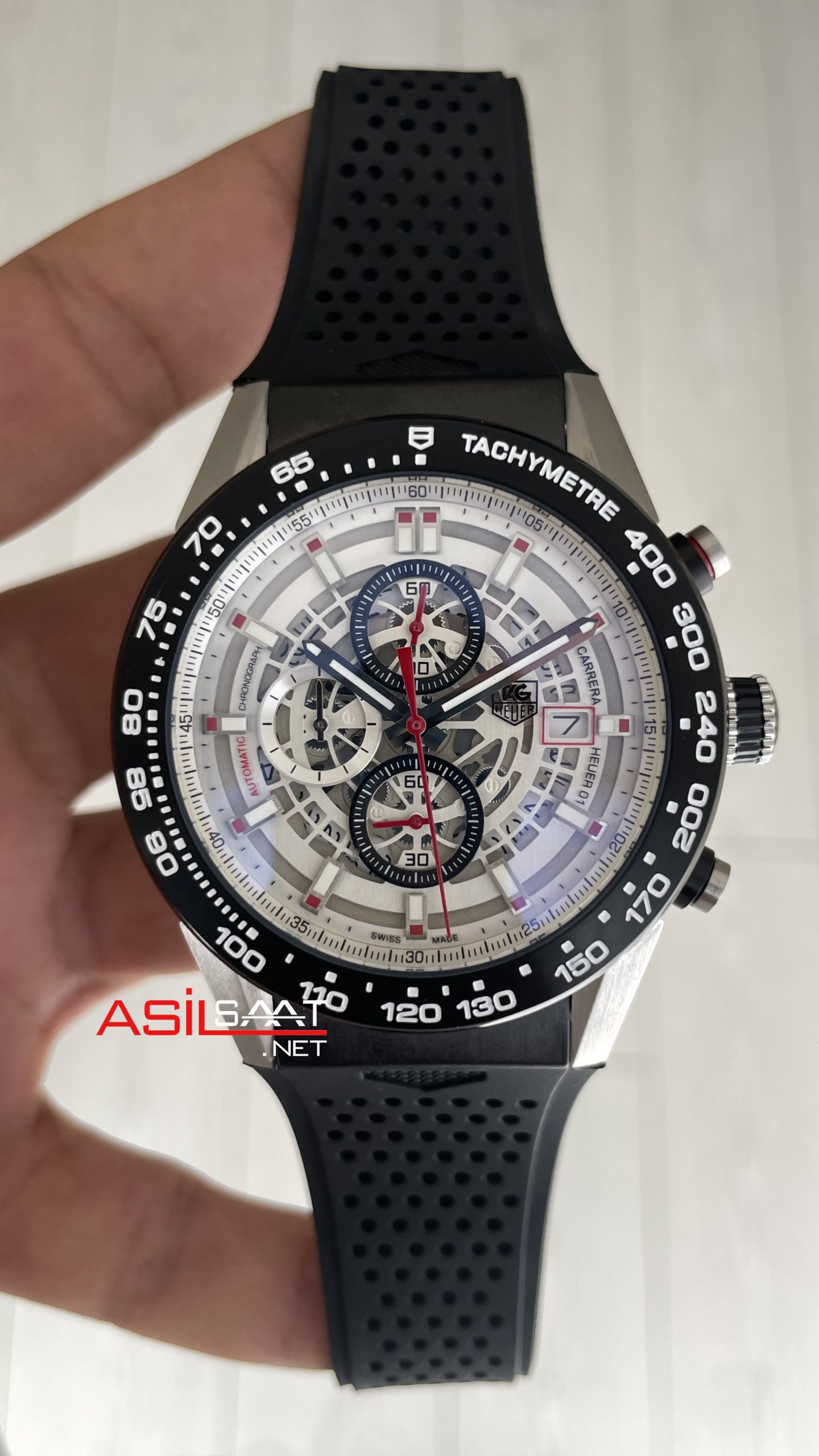 TAG Heuer Carrera Calibre Heuer 01 Skeleton Chronograph 44mm Beyaz Kadran Replika Saat TAG Heuer Carrera Calibre Heuer 01 Skeleton Chronograph 44mm Beyaz Kadran Replika Saat
