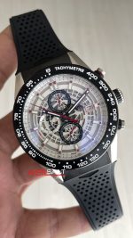 TAG Heuer Carrera Calibre Heuer 01 Skeleton Chronograph 44mm Beyaz Kadran Replika Saat