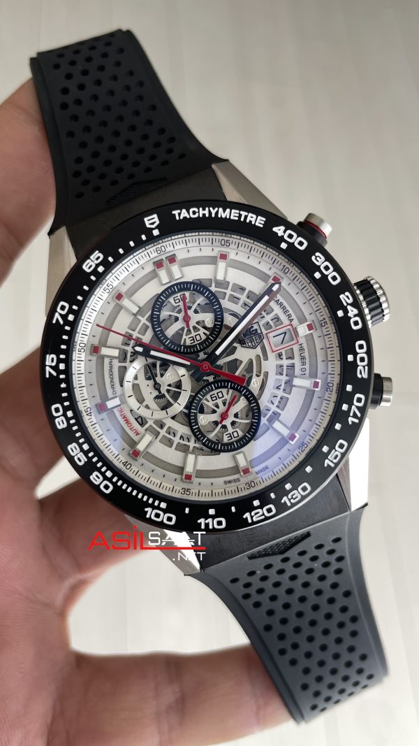 TAG Heuer Carrera Calibre Heuer 01 Skeleton Chronograph 44mm Beyaz Kadran Replika Saat TAG Heuer Carrera Calibre Heuer 01 Skeleton Chronograph 44mm Beyaz Kadran Replika Saat