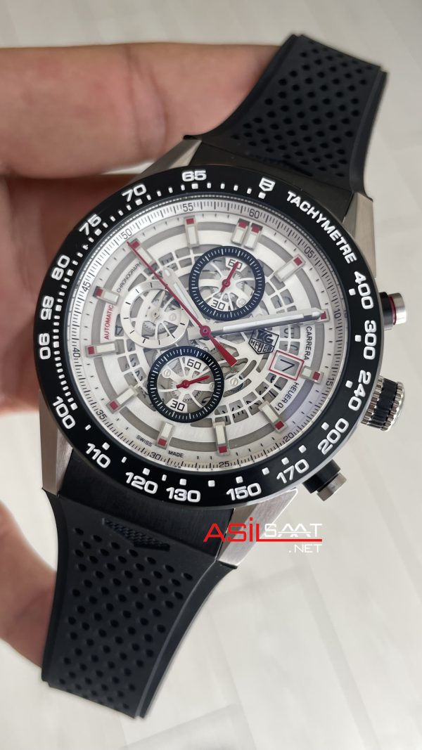 TAG Heuer Carrera Calibre Heuer 01 Skeleton Chronograph 44mm Beyaz Kadran Replika Saat TAG Heuer Carrera Calibre Heuer 01 Skeleton Chronograph 44mm Beyaz Kadran Replika Saat