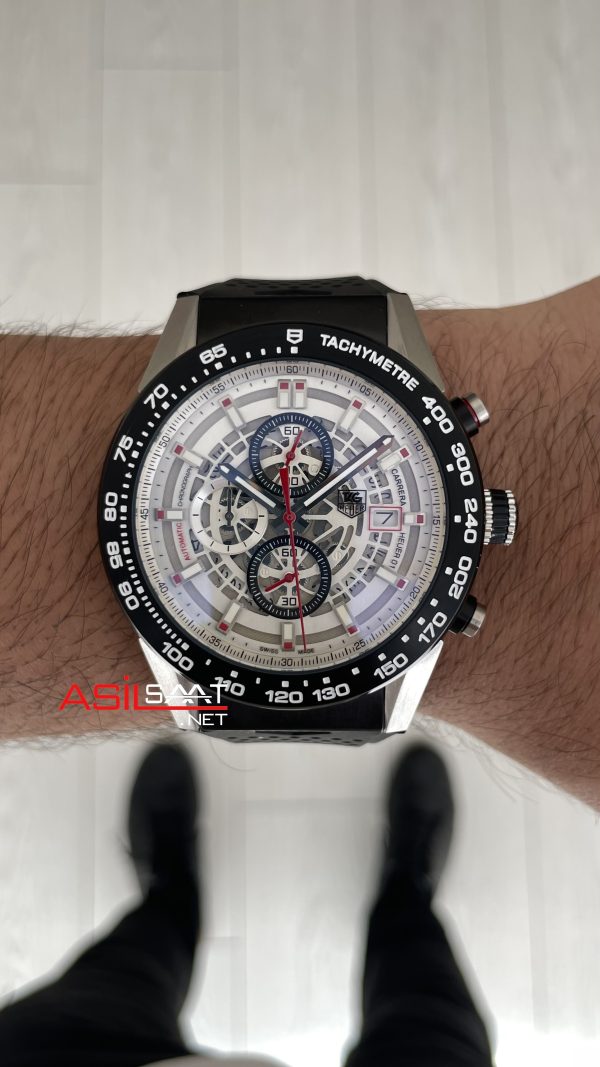 TAG Heuer Carrera Calibre Heuer 01 Skeleton Chronograph 44mm Beyaz Kadran Replika Saat TAG Heuer Carrera Calibre Heuer 01 Skeleton Chronograph 44mm Beyaz Kadran Replika Saat