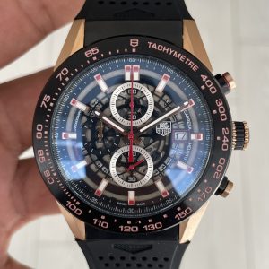 TAG Heuer Carrera Calibre Heuer 01 Skeleton Chronograph 44mm CAR2A5A Rosegold Siyah Kadran