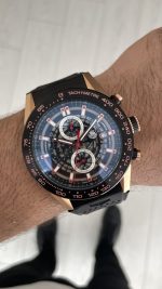 TAG Heuer Carrera Calibre Heuer 01 Skeleton Chronograph 44mm CAR2A5A Rosegold Siyah Kadran