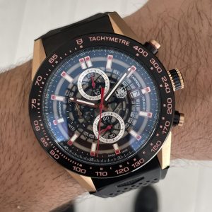 TAG Heuer Carrera Calibre Heuer 01 Skeleton Chronograph 44mm CAR2A5A Rosegold Siyah Kadran
