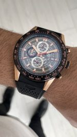 TAG Heuer Carrera Calibre Heuer 01 Skeleton Chronograph 44mm CAR2A5A Rosegold Siyah Kadran