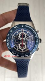 TAG Heuer Carrera Calibre Heuer 01 Skeleton Chronograph 44mm Mavi Kadran Replika Saat